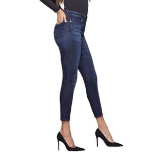 Good American Good Waist Crop Dark Wash Skinny Super Stretch High Rise Jeans EUC